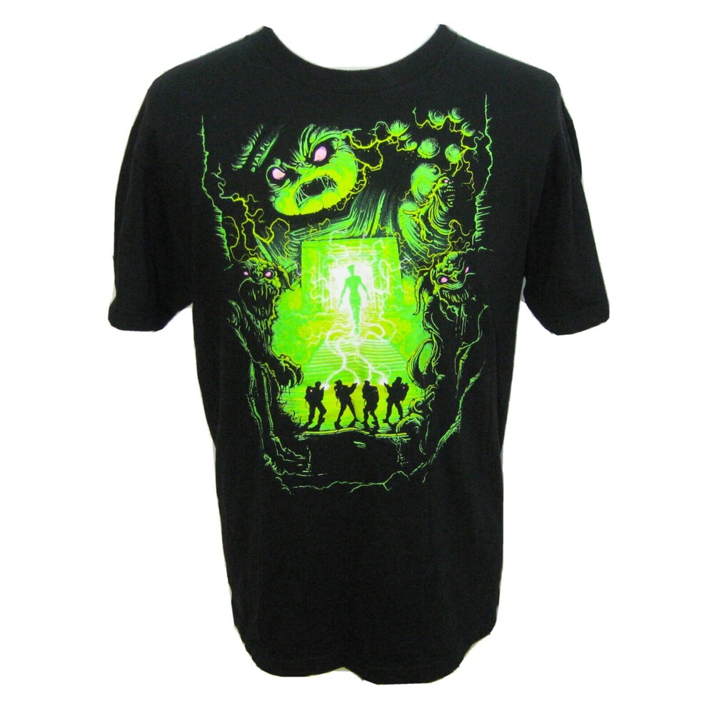 GHOSTBUSTERS Men's (Size Large) Black Short Sleeve Graphic T-Shirt Demon Ghosts